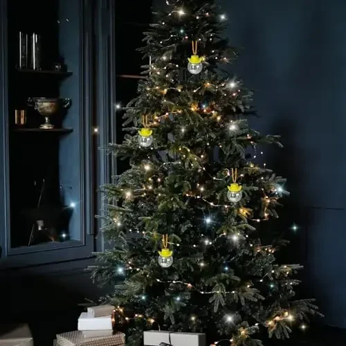 SPANSEE Yellow Cowgirl Car Charm - Disco Ball Mirror Ornament - Rear View Accessory - 4