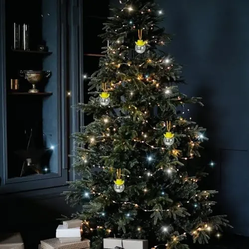 SPANSEE Yellow Cowgirl Car Charm - Disco Ball Mirror Ornament - Rear View Accessory - 4