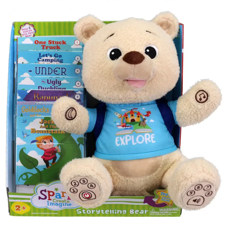 Spark Create Imagine Interactive Learning Bear, Recites 8 Stories, Sings 6 Songs, Baby and Toddler Toy - 3