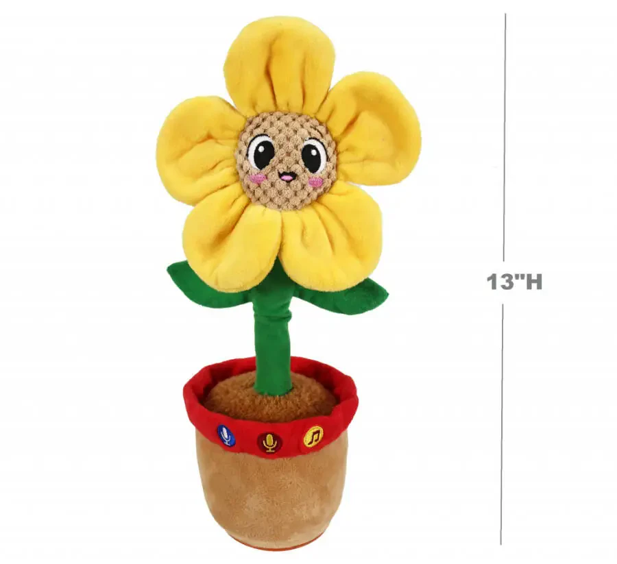 Spark Create Imagine Learning Bilingual Talking and Dancing Plush Sunflower, 14 inch, Light Features, Repeats What You Say - 6
