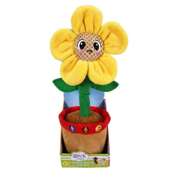 Spark Create Imagine Learning Bilingual Talking and Dancing Plush Sunflower, 14 inch, Light Features, Repeats What You Say - 1