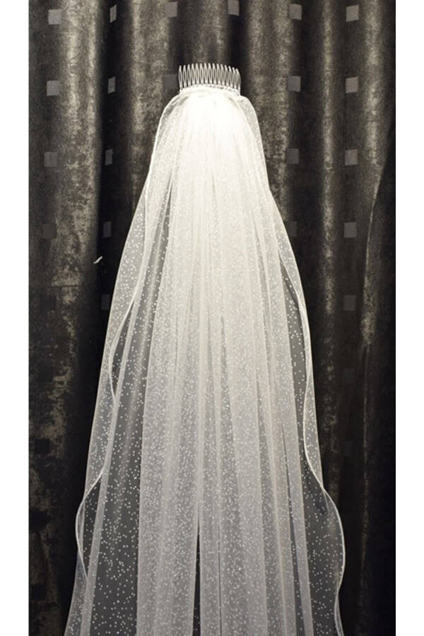 Sparkly Long Wedding Veil Single Layer Comb 230 Cm Off White - 25