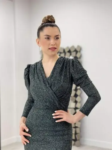 Sparkly Pencil Dress - SILVER - 3