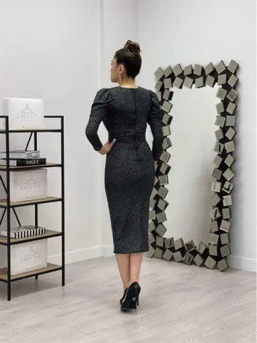 Sparkly Pencil Dress - SILVER - 5