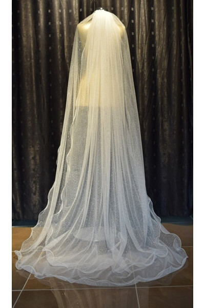 Sparkly Two-Layer Long Bridal Veil with Comb 230 Cm - 1