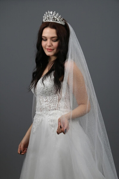 Sparkly Two-Layer Long Bridal Veil with Comb 230 Cm - 3