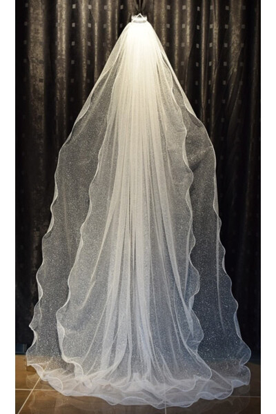 Sparkly Two-Layer Long Bridal Veil with Comb 230 Cm - 5