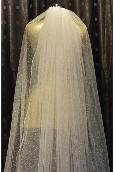 Sparkly Two-Layer Long Bridal Veil with Comb 230 Cm - 6