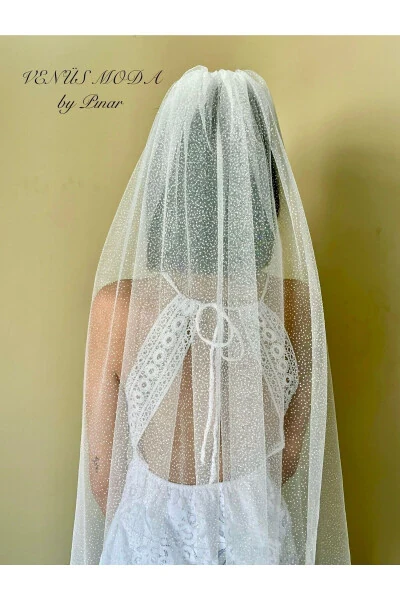 Sparkly Veil 3m Length 2m Width 1st Quality Angel Tulle Oval Cut Off-White - 10