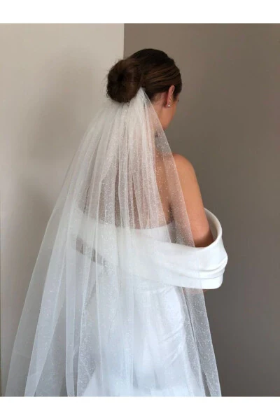 Sparkly Veil 3m Length 2m Width 1st Quality Angel Tulle Oval Cut Off-White - 4