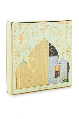 Special Boxed Bridal Bundle Suitable Gift Dowry Prayer Rug Set Cream-Cream - IHVAN ONLINE (1)