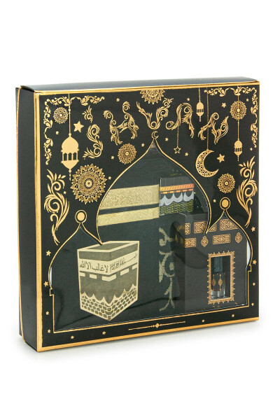 Special Boxed Groomsmen Gift Dowry Prayer Rug Set Black - 2