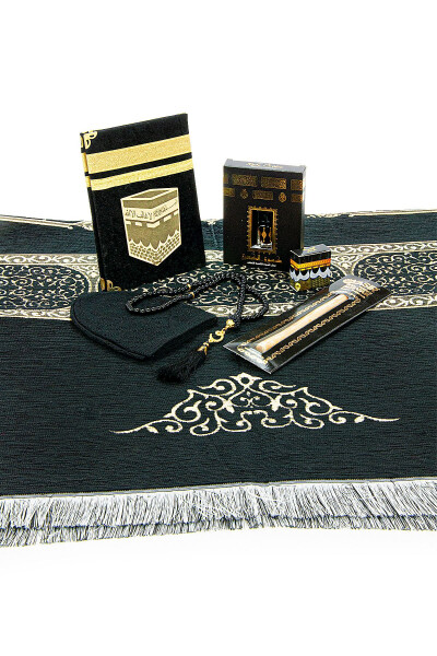 Special Boxed Groomsmen Gift Dowry Prayer Rug Set Black - 4