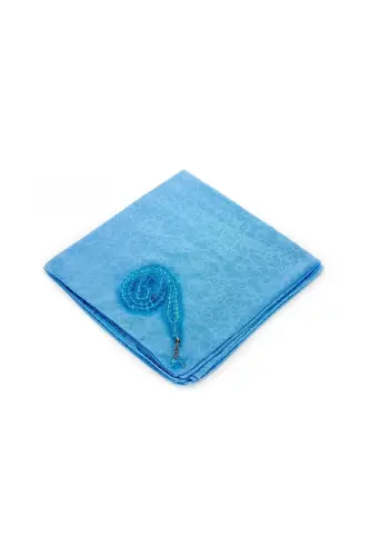 Special Boxed Set Prayer Rug Cover Rosary Blue-Blue for Mother's Day - İHVAN (1)