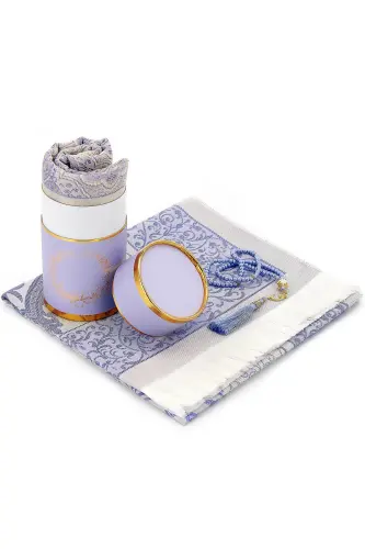 Special Cylinder Box Prayer Rug Set Lilac-Multicolor3 