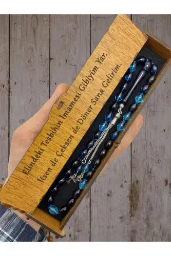 Special Word Written in Box Alphabetical Barley Cut Petrol Blue Rosary-petrol m.13 - 1