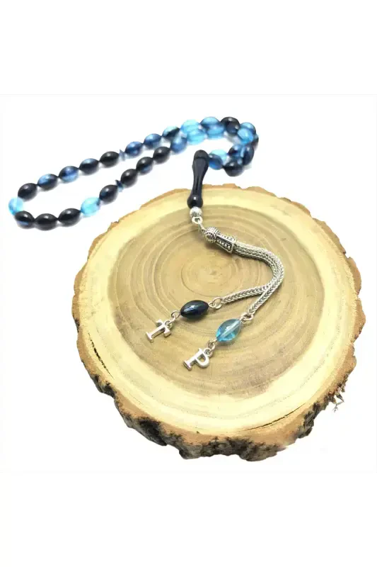 Special Word Written in Box Alphabetical Barley Cut Petrol Blue Rosary-petrol m.13 - 3