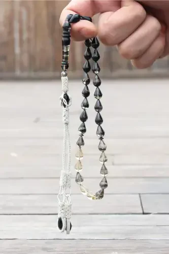 Специальный Граненый Черный Янтарь с Разводами Четки - Духовное Значение и Эстетическое Мастерство - Черный - 1