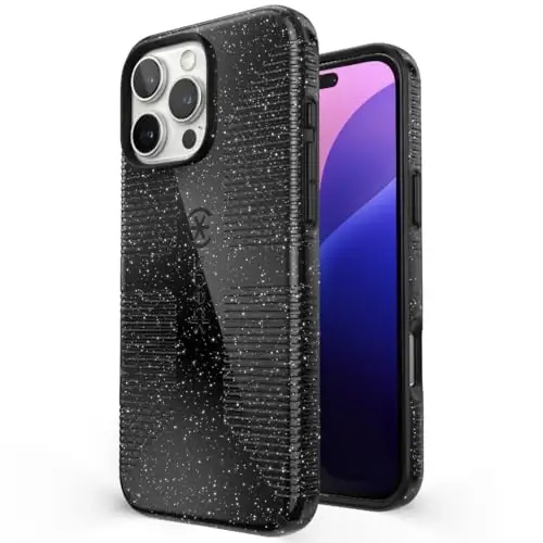 Speck CandyShell Grip Case - iPhone 16 Pro Max Case for Women and Men - Slim MagSafe - White/Black - 1