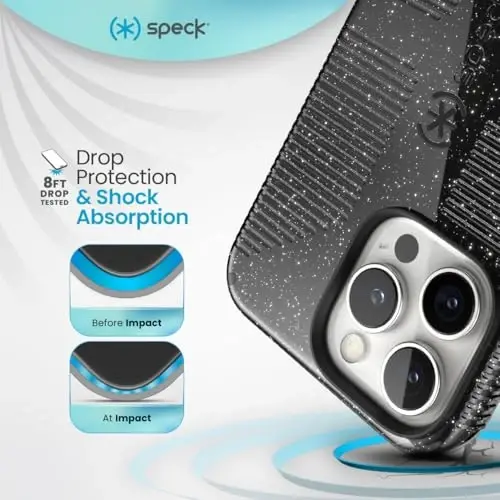 Speck CandyShell Grip Case - iPhone 16 Pro Max Case for Women and Men - Slim MagSafe - White/Black - Speck (1)