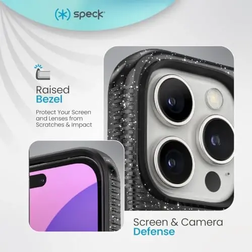 Speck CandyShell Grip Case - iPhone 16 Pro Max Case for Women and Men - Slim MagSafe - White/Black - 4