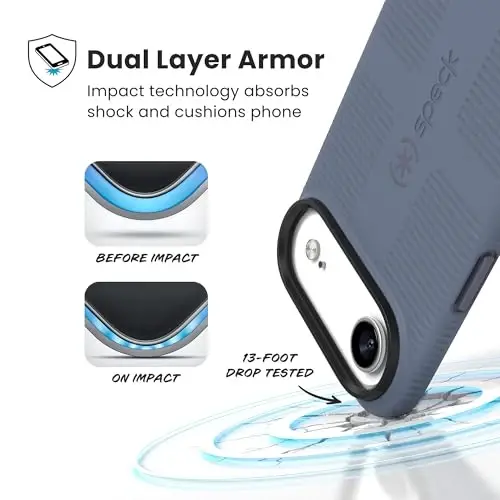 Speck CANDYSHELL Grip +MS Case for iPhone 17 Air - Mystery Blue/Faded Denim | Slim Protective Grip | Drop Protection | MagSafe Compatible - 3