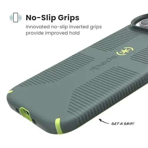 Speck CANDYSHELL Grip +MS Case for iPhone 17 Air - NEO DRAB/Glow Green | Slim Protective Grip | Drop Protection | MagSafe Compatible - 4