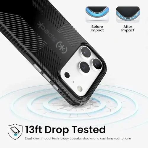 Speck CandyShell Icon Case with MagSafe for iPhone 18 Pro, Black Licorice | 13 Foot Drop Protection, Secure No-Slip Grips, Wireless Charging - 3