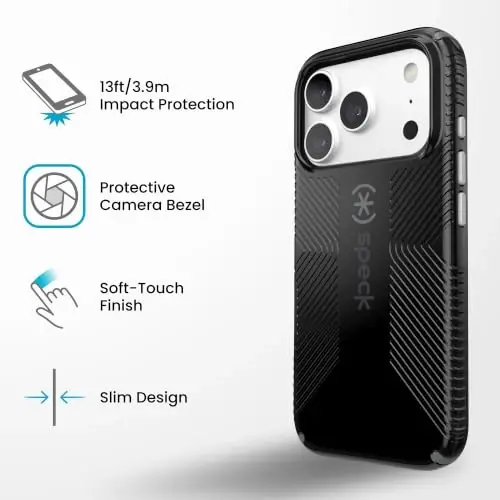 Speck CandyShell Icon Case with MagSafe for iPhone 18 Pro, Black Licorice | 13 Foot Drop Protection, Secure No-Slip Grips, Wireless Charging - 6