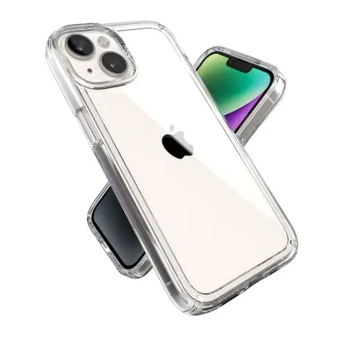 Speck Clear iPhone 14 & iPhone 13 Case - Drop Protection, Scratch Resistant & Anti-Yellowing Dual Layer Case for iPhone 14 & iPhone 13 Case for 6.1 inch Model - GemShell - 1