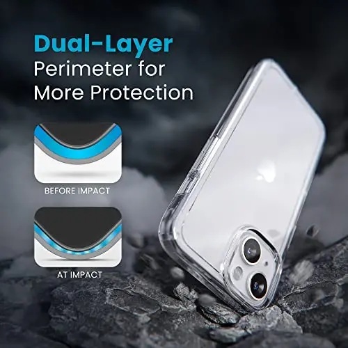 Speck Clear iPhone 14 & iPhone 13 Case - Drop Protection, Scratch Resistant & Anti-Yellowing Dual Layer Case for iPhone 14 & iPhone 13 Case for 6.1 inch Model - GemShell - 5