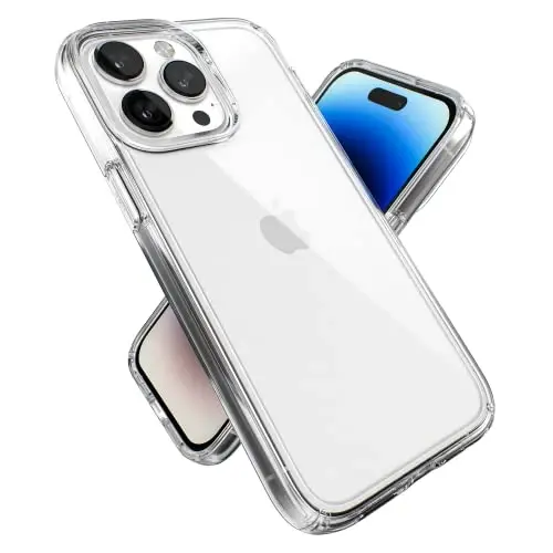 Speck Clear iPhone 14 Pro Max Case - Drop Protection with Scratch Resistant Dual Layer Slim Phone Case for 6.7 Inch iPhones 14 Pro Max - Anti-Yellowing & Anti-Fade Case - GemShell - SPECK