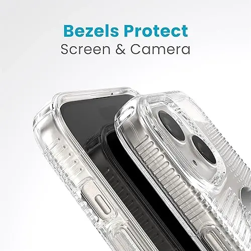 Speck Clear iPhone 15 Case - Slim, Built for MagSafe, Drop Protection Grip - for iPhone 15, iPhone 14 & iPhone 13 - Scratch Resistant, Anti-Yellowing, 6.1 Inch Phone Case - GemShell Grip Clear - 6
