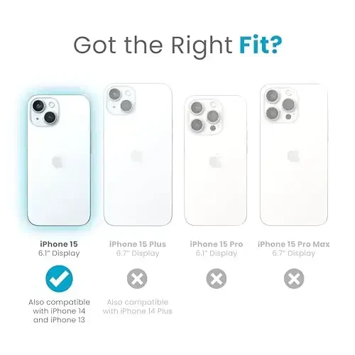 Speck Clear iPhone 15 G'ilofi - Yupqa, Tushishdan Himoya - iPhone 15, iPhone 14 & iPhone 13 uchun - Tirnalishga chidamli, Sarg'ayishga qarshi, 6.1 dyuymli telefon g'ilofi - GemShell Platinum Glitter - SPECK (1)