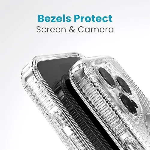 Speck Clear iPhone 15 Pro Case - Slim, Built for MagSafe, Drop Protection Grip - Scratch Resistant, Anti-Yellowing, 6.1 Inch Phone Case - GemShell Grip Clear - 6