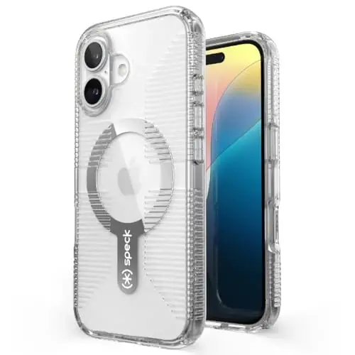 Speck Clear iPhone 16 Case - Slim Phone Case - MagSafe - GemShell - Crystal Clear - 1