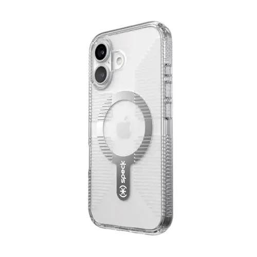 Speck Clear iPhone 16 Case - Slim Phone Case - MagSafe - GemShell - Crystal Clear - 4