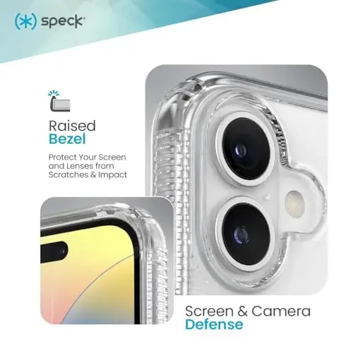 Speck Clear iPhone 16 Case - Slim Phone Case - MagSafe - GemShell - Crystal Clear - 5
