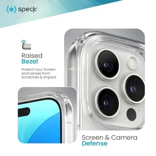 Speck Clear iPhone 16 Pro Case - Slim Phone Case iPhone 16 Pro - iPhone 16 Pro Phone Case - GemShell - Crystal Clear - 4