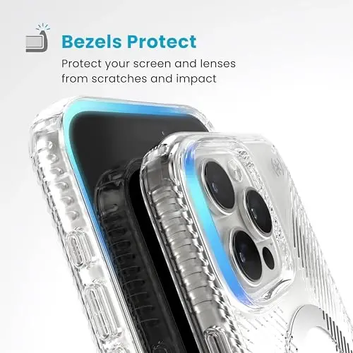 Speck Clear iPhone 16 Pro Max Case MagSafe + ClickLock - Slim Phone Case iPhone 16 Pro Max - iPhone 16 Pro Max Phone Case - Presidio - Clear/Chrome - 4