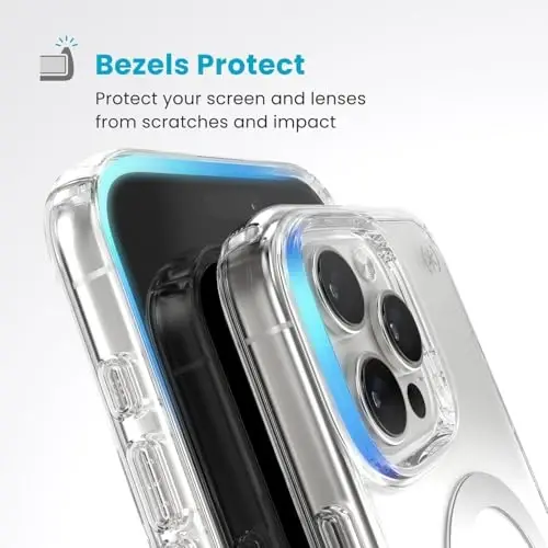 Speck Clear iPhone 16 Pro Max Case MagSafe + ClickLock - Slim Phone Case iPhone 16 Pro Max - iPhone 16 Pro Max Phone Case - Presidio - Clear/Chrome - 4