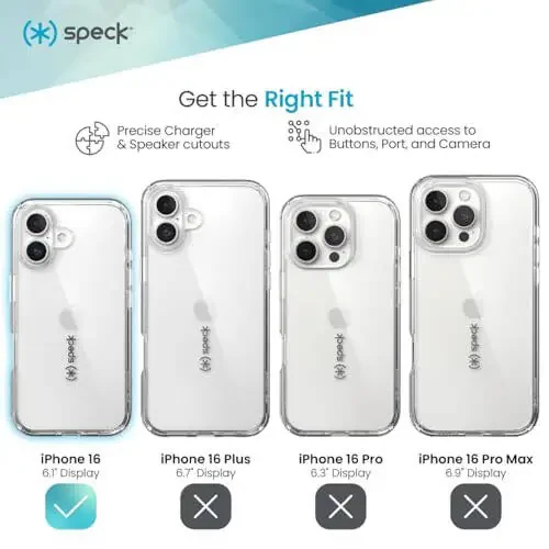 Speck Clear iPhone 16 - Тонкий чехол для телефона iPhone 16 - Чехол для телефона iPhone 16 - GemShell - Кристально чистый - 3