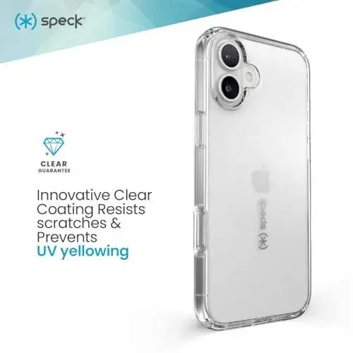 Speck Clear iPhone 16 - Тонкий чехол для телефона iPhone 16 - Чехол для телефона iPhone 16 - GemShell - Кристально чистый - 6