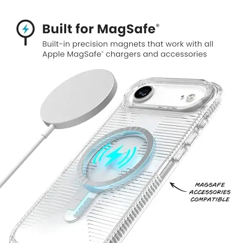 Speck GEMSHELL Grip +MS Case for iPhone 17 Air - Clear/Clear | Slim Protective Grip | Drop Protection | MagSafe Compatible - 2