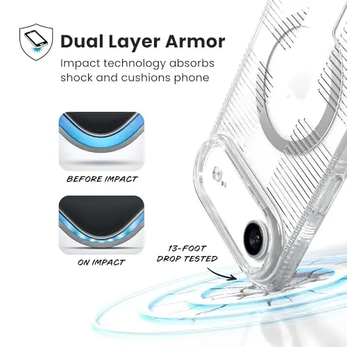 Speck GEMSHELL Grip +MS Case for iPhone 17 Air - Clear/Clear | Slim Protective Grip | Drop Protection | MagSafe Compatible - 3