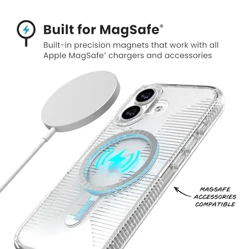 Speck GEMSHELL Grip +MS Case for iPhone 17 - Clear/Clear | Slim Protective Grip | Drop Protection | MagSafe Compatible - 2