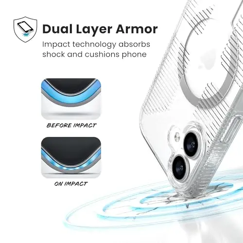 Speck GEMSHELL Grip +MS Case for iPhone 17 - Clear/Clear | Slim Protective Grip | Drop Protection | MagSafe Compatible - 3