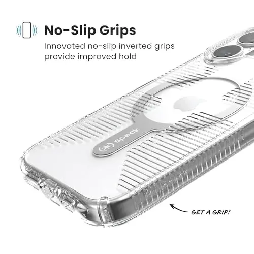 Speck GEMSHELL Grip +MS Case for iPhone 17 - Clear/Clear | Slim Protective Grip | Drop Protection | MagSafe Compatible - 4
