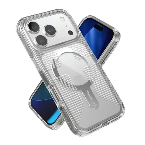 Speck GEMSHELL Grip +MS Case for iPhone 17 Pro - Clear/Clear | Slim Protective Grip | Drop Protection | MagSafe Compatible - 1