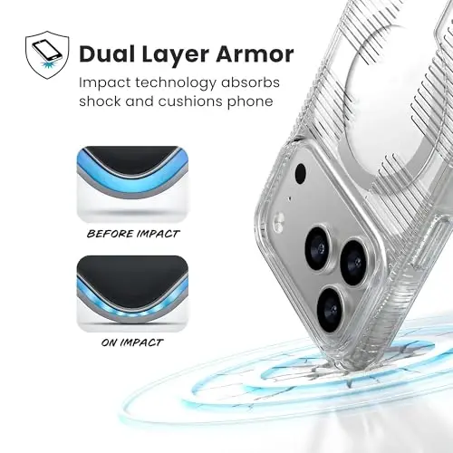 Speck GEMSHELL Grip +MS Case for iPhone 17 Pro - Clear/Clear | Slim Protective Grip | Drop Protection | MagSafe Compatible - 3